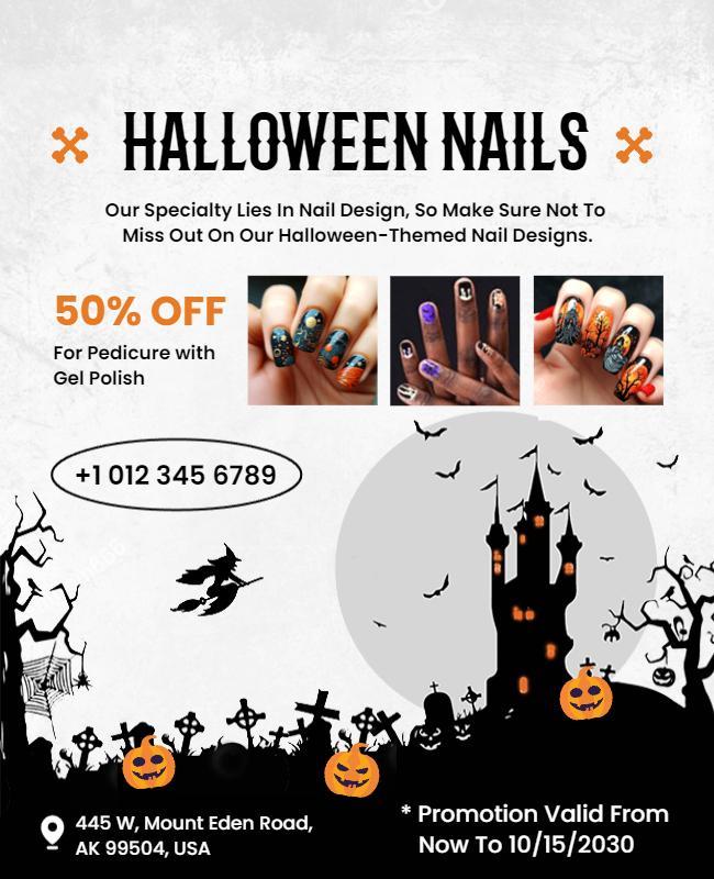 Halloween Themed Nail Art Promotion Flyer Template