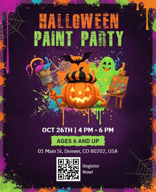 Halloween Themed Paint Party Flyer Template