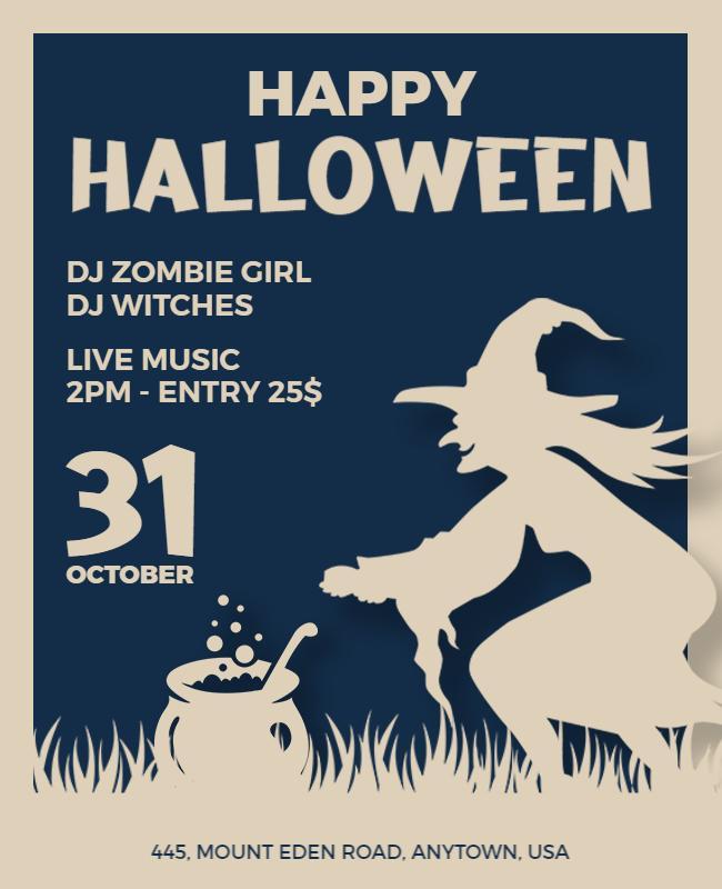 Halloween Themed Spooky Witch Party Celebration Poster Template