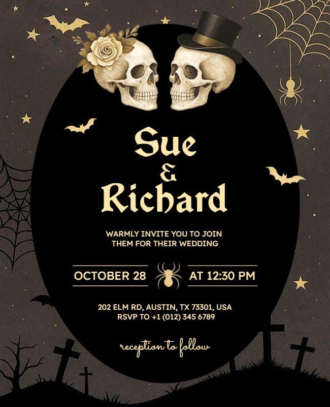Halloween Themed Wedding Invitation Flyer Template