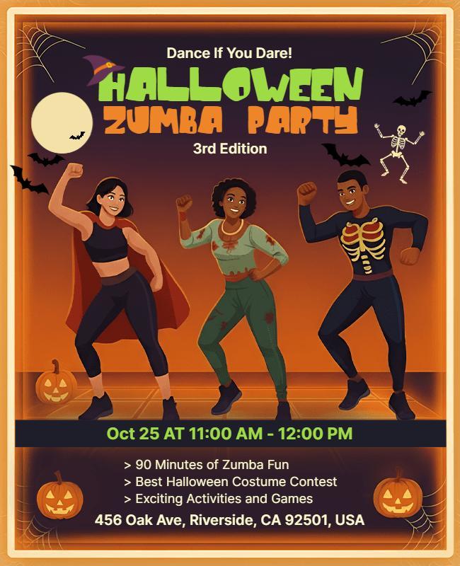 Halloween Themed Zumba Party Flyer Template
