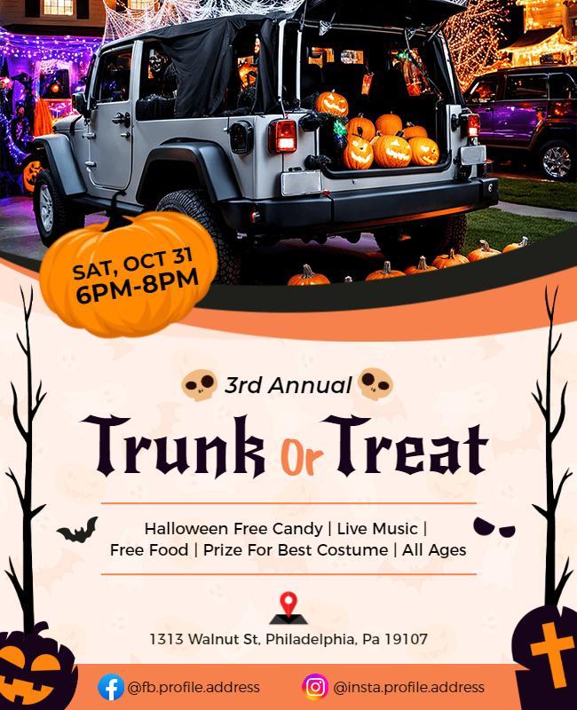 Spooky Halloween Trunk or Treat Celebration Flyer Template