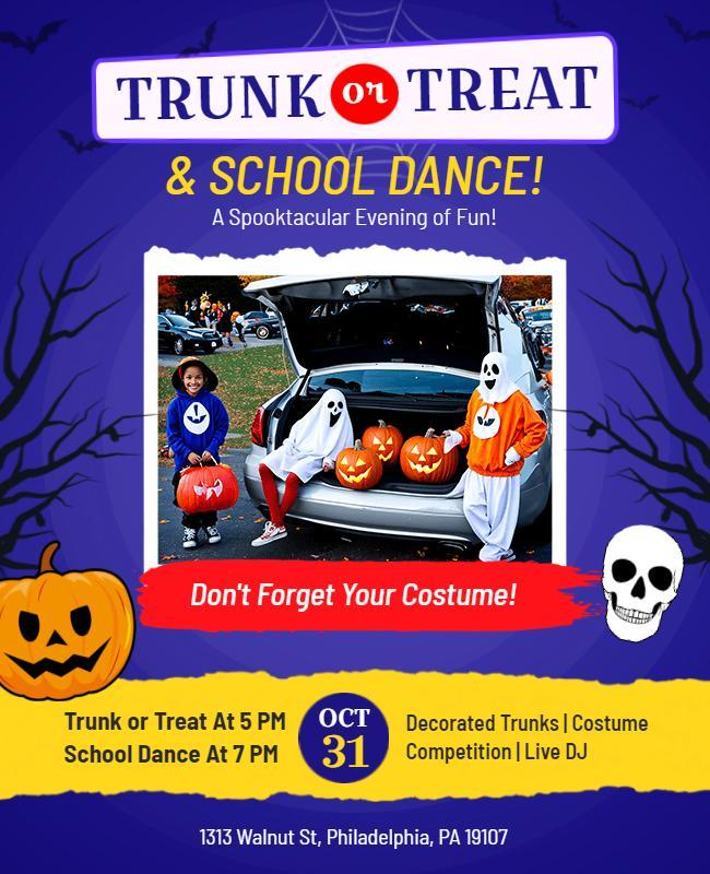 Halloween Trunk or Treat School Dance Flyer Template