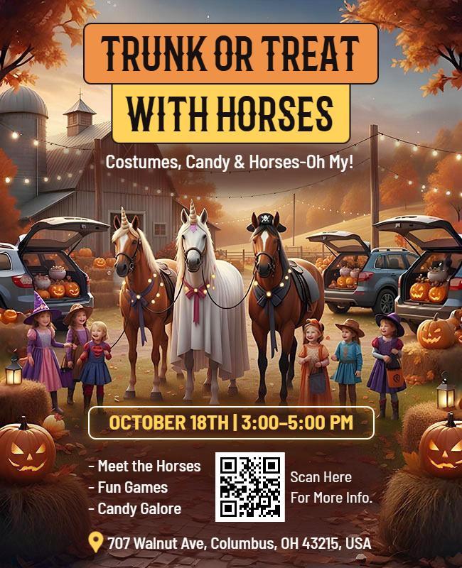Halloween Trunk or Treat with Horses Flyer Template