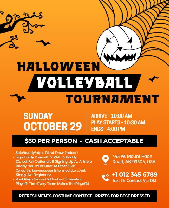 Halloween Volleyball Tournament Event Flyer Template