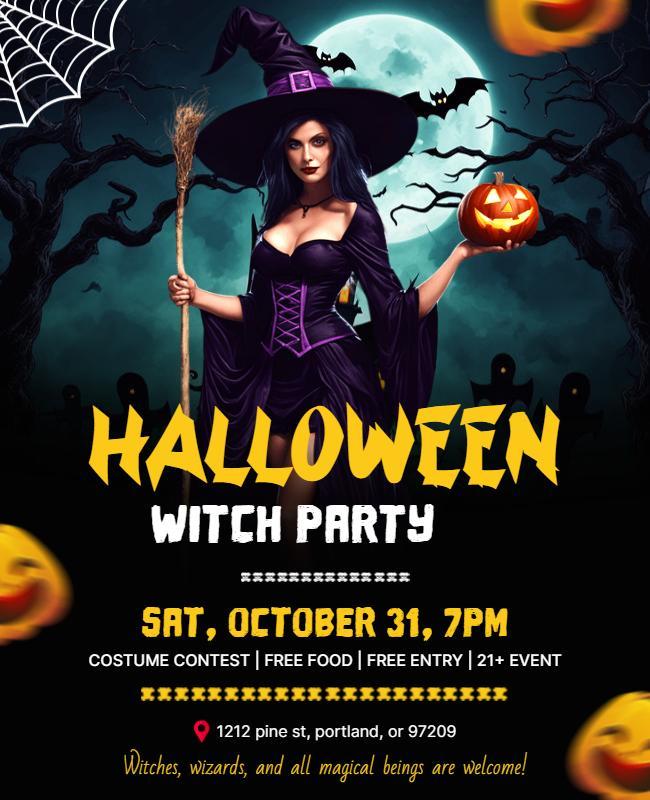 Halloween Witch Costume Party Flyer Template