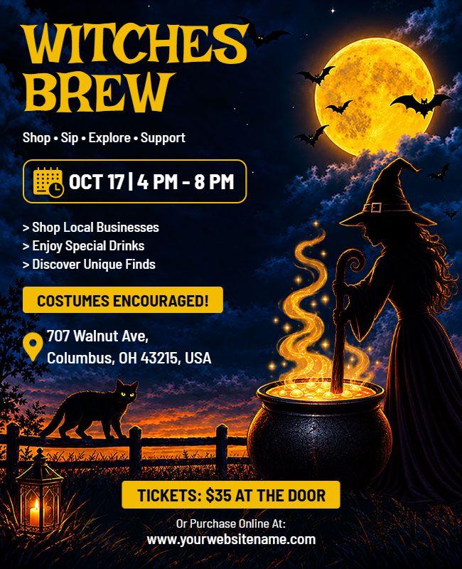 Halloween Witches Brew Event Flyer Template