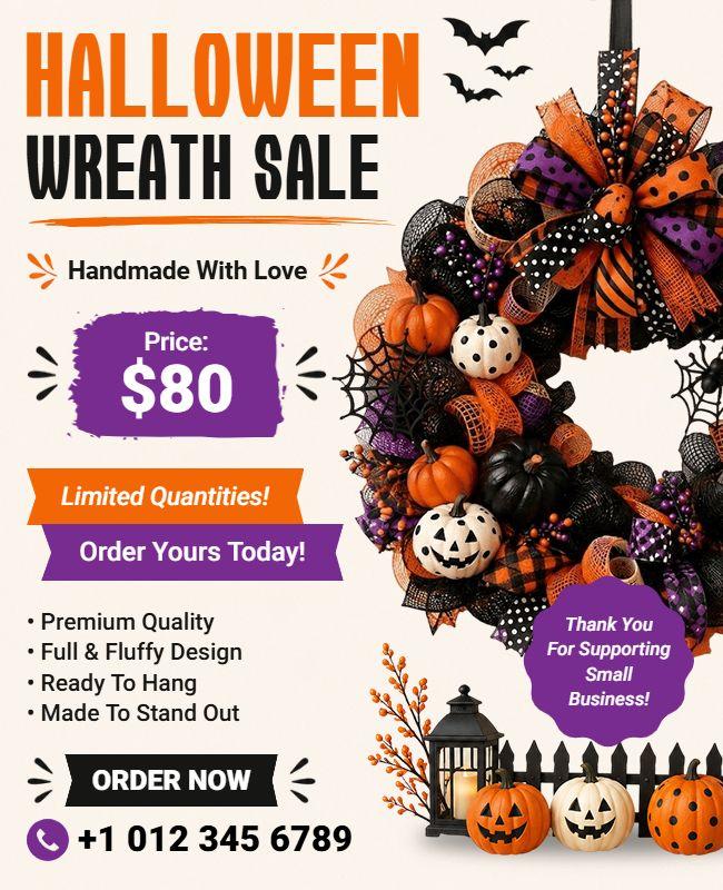 Halloween Wreath Sale Flyer Template
