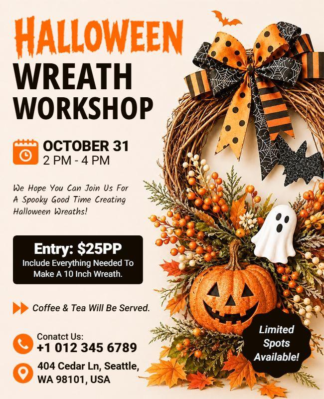 Halloween Wreath Workshop Flyer Template