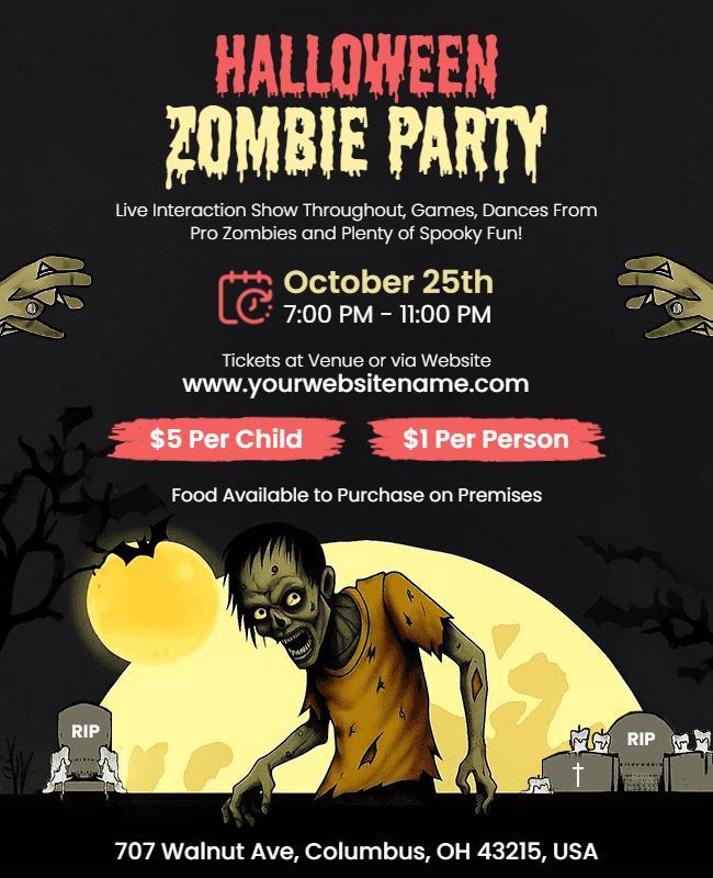 Halloween Zombie Party Entertainment Flyer Template