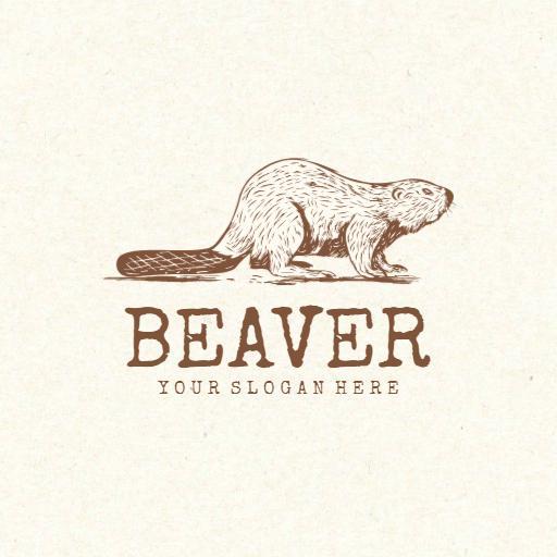 Hand-drawn Beaver Design Emphasizing Nature and Fun Logo Template