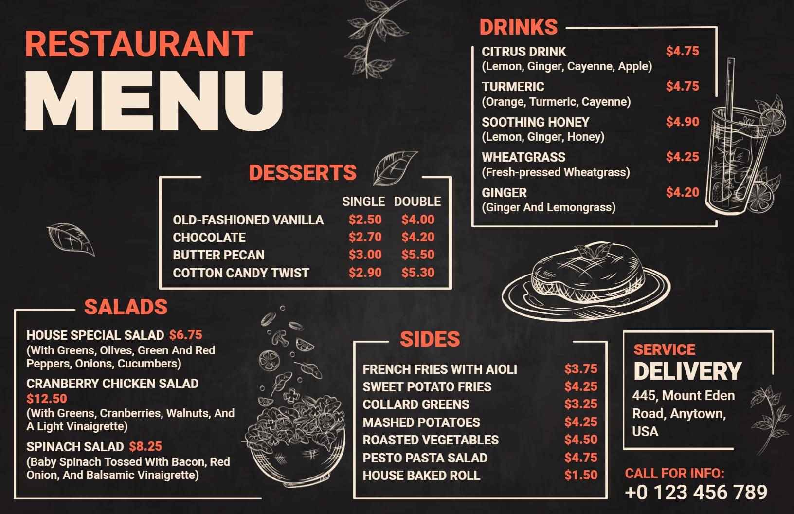 Hand-Drawn Sketch Theme for Restaurant Menu Template