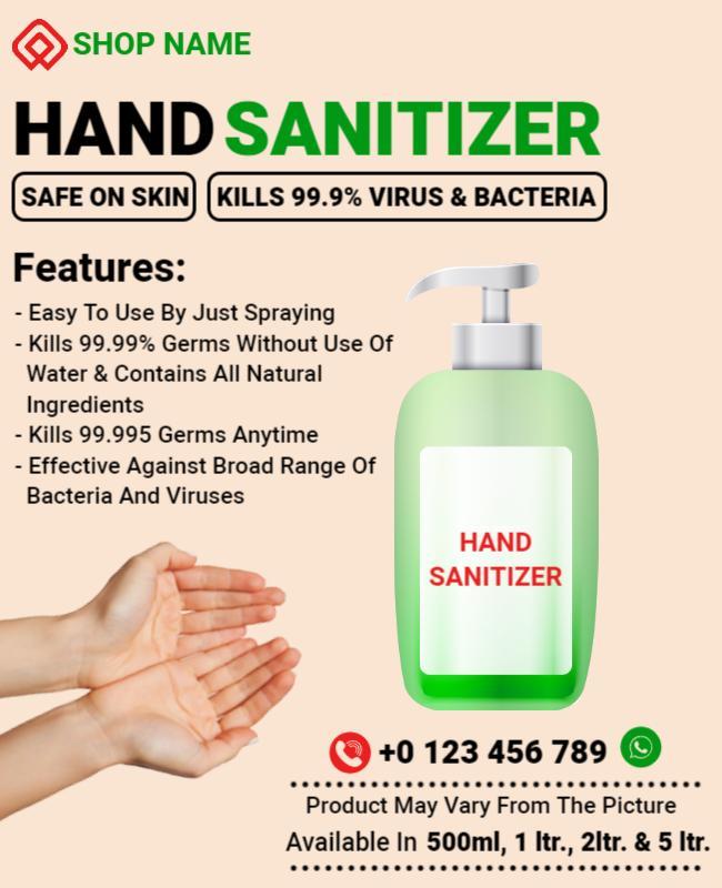 Hand Sanitizer Product Features Flyer Template