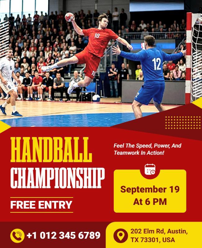 Handball Championship Sports Event Poster Template