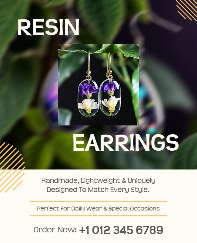 Handcrafted Resin Earrings Promotional Flyer Template