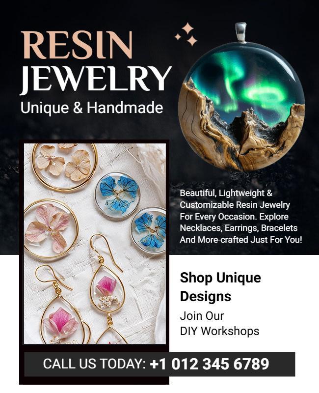 Handmade Resin Jewelry Promotion Flyer Template