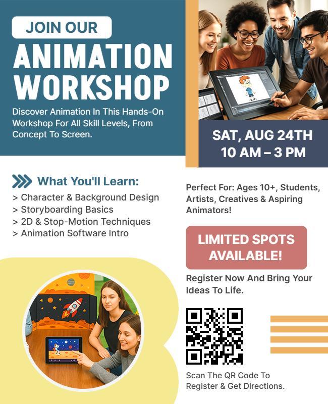 Hands-on Animation Workshop Event Flyer Template