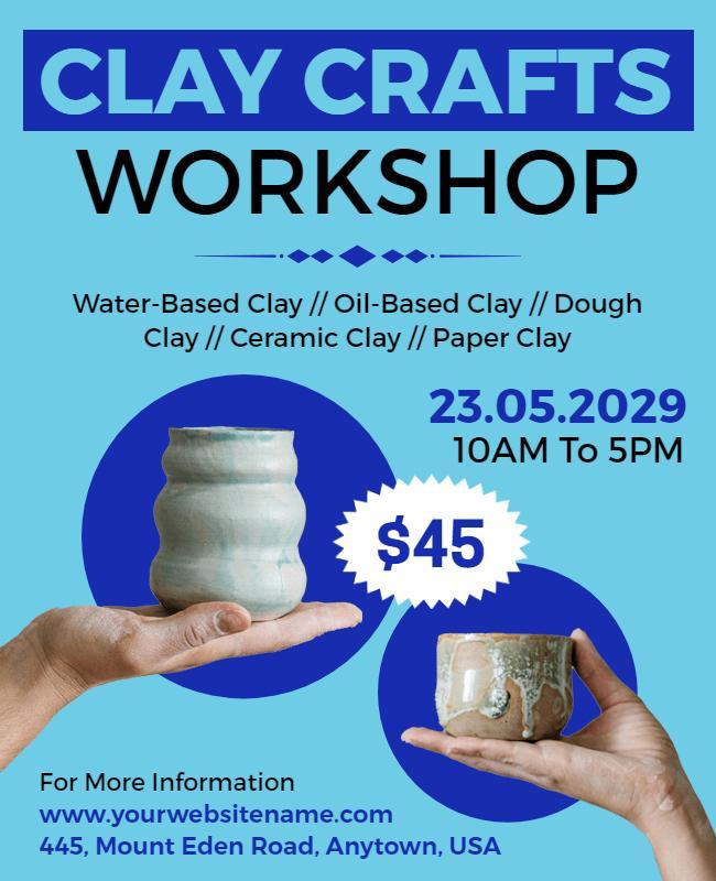 Hands on Clay Crafts Workshop Flyer Template