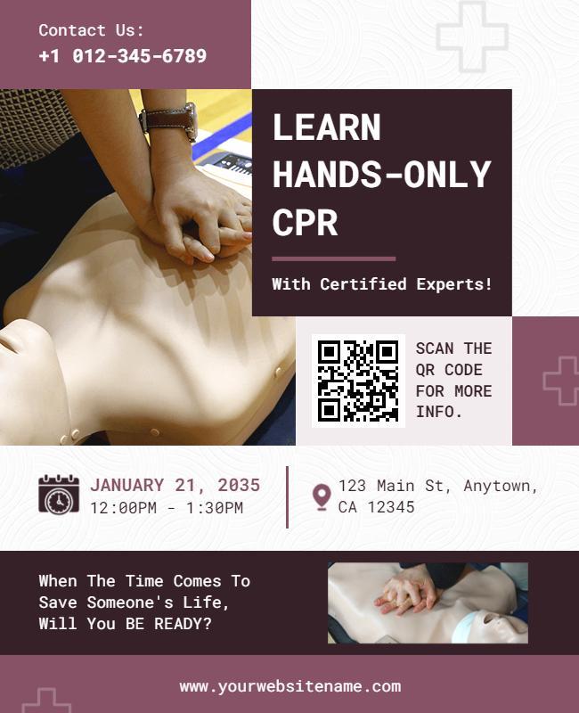 Medical-Themed Hands-Only CPR Training Flyer Template