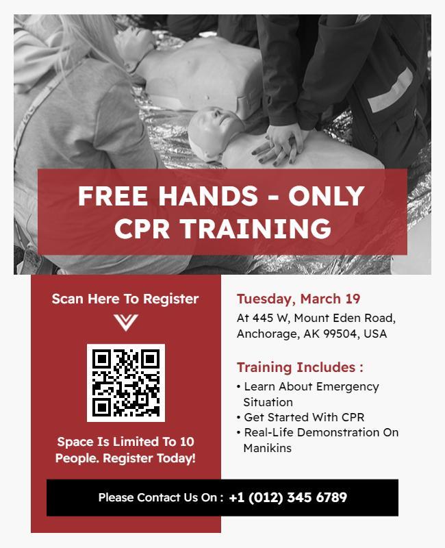 Hands Only Cpr Training Event Flyer Template