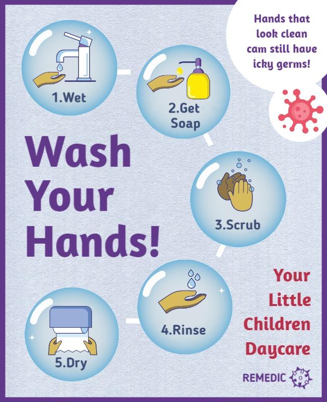 Handwashing Steps Educational Flyer Template