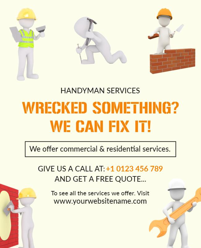 Handyman Repair Services Promotional Flyer Template