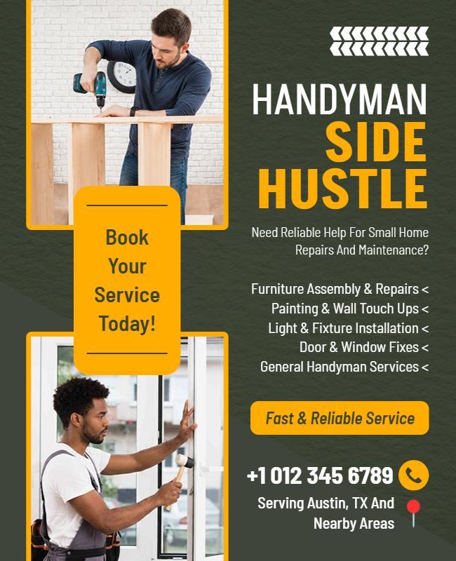 Handyman Side Hustle Advertisement Flyer Template