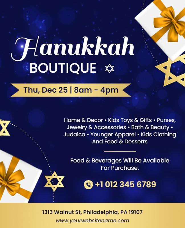 Hanukkah Boutique Shopping Event Flyer Template