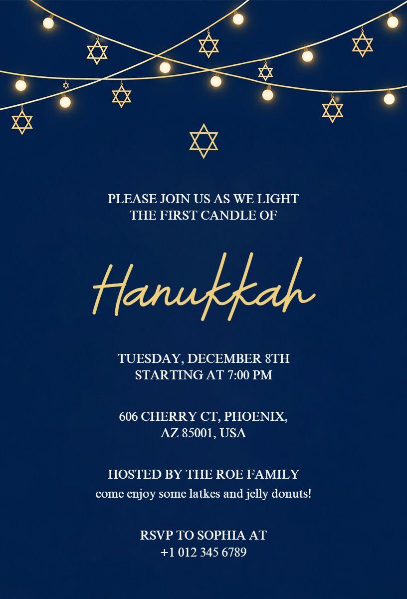Hanukkah Candle Lighting Celebration Invitation Template