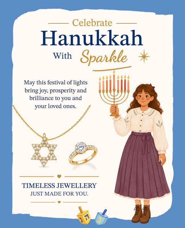Hanukkah Celebration Jewelry Promotion Poster Template