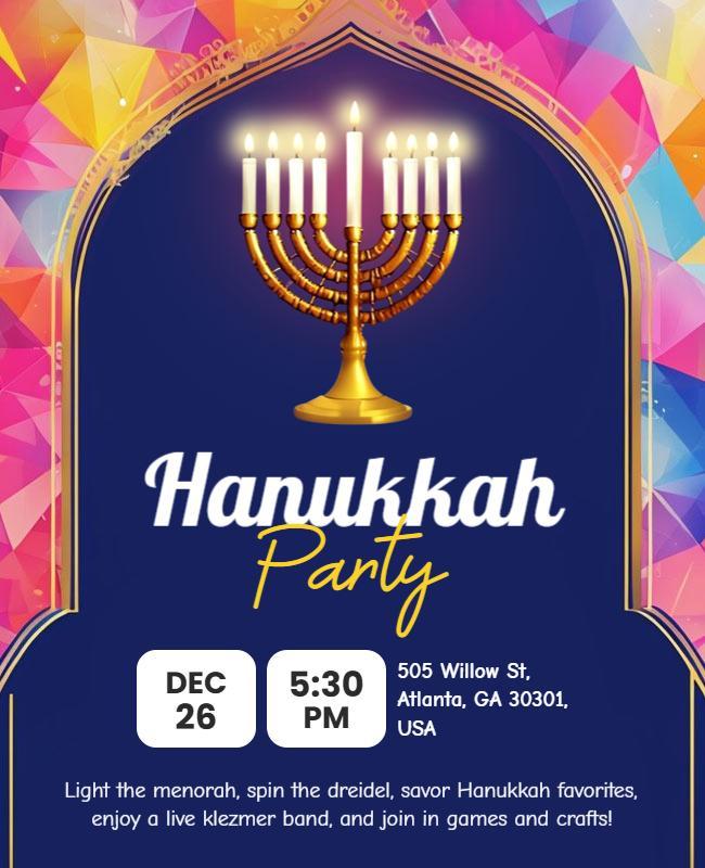 Hanukkah Celebration Party Event Flyer Template