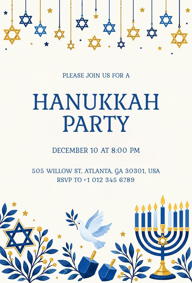 Hanukkah Celebration Party Invitation Template