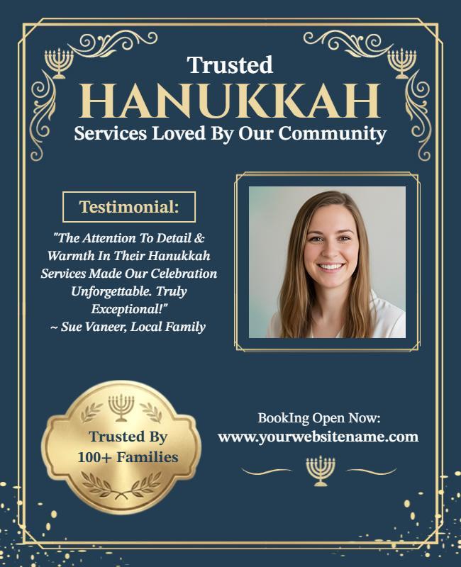 Hanukkah Celebration Services Testimonial Flyer Template