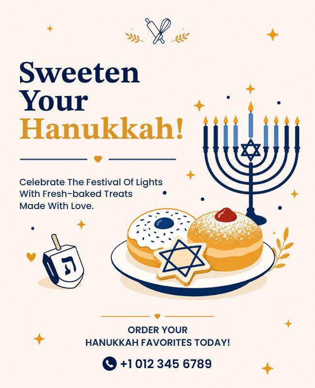Hanukkah Celebration Sweets and Treats Poster Template