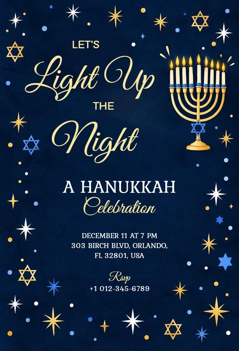 Hanukkah Celebration with Menorah Invitation Template