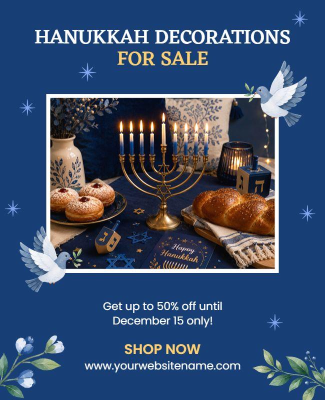 Hanukkah Decorations Sale Poster Template