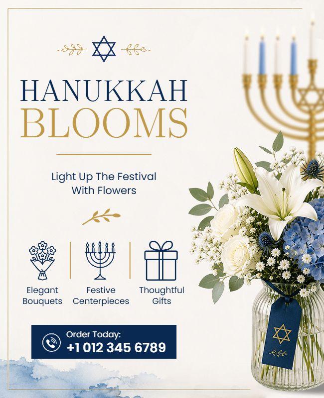 Hanukkah Flower Arrangement Celebration Poster Template