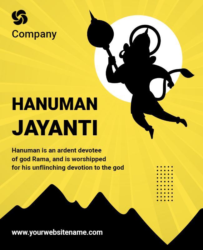 Vibrant Yellow Hanuman Jayanti Celebration Flyer Template