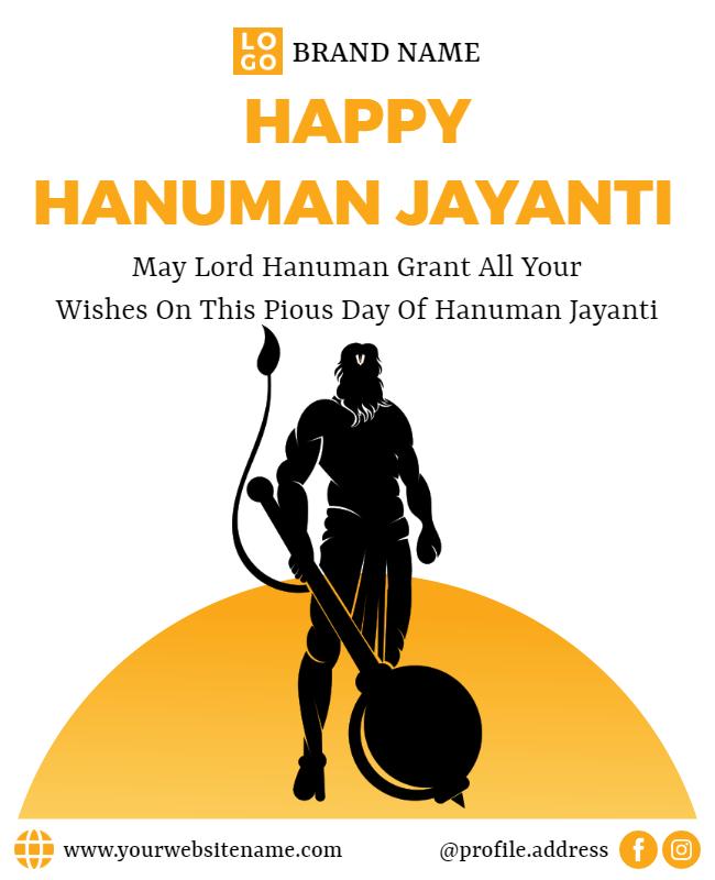 Festive Yellow Hanuman Jayanti Celebration Flyer Template