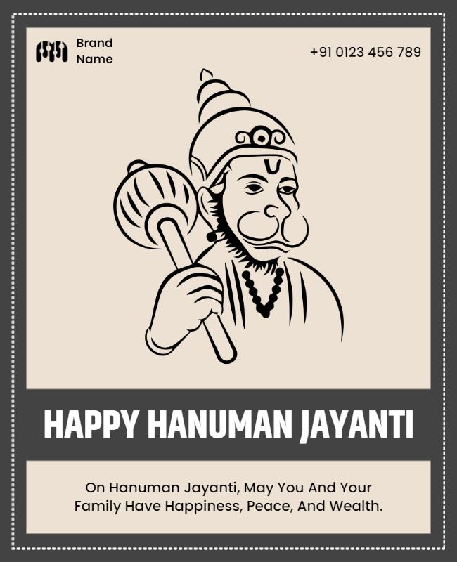 Minimalist Black Hanuman Jayanti Celebration Flyer Template