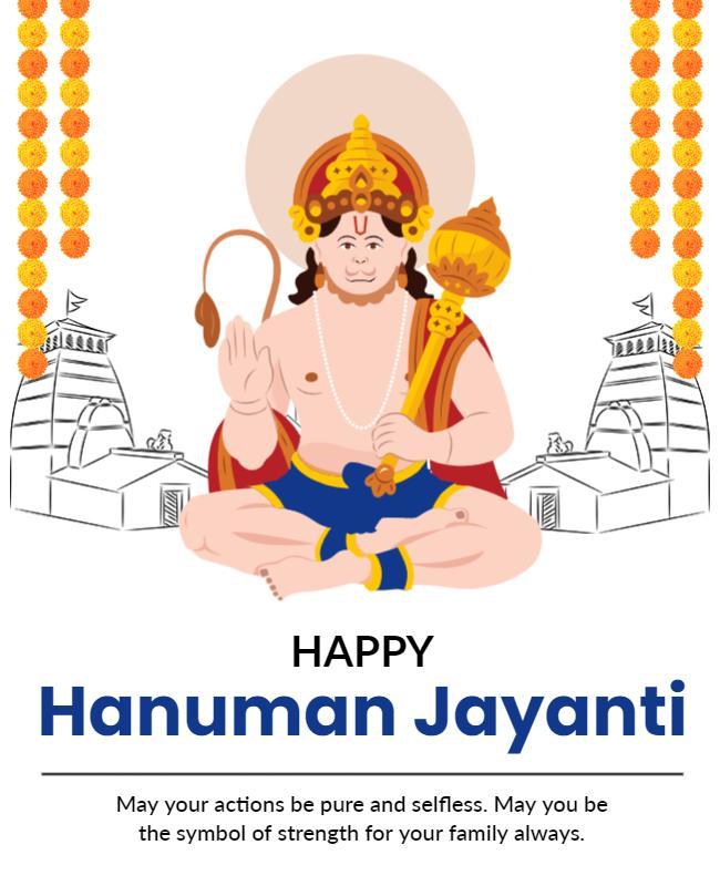 Cultural Festive Illustration for Hanuman Jayanti Flyer Template