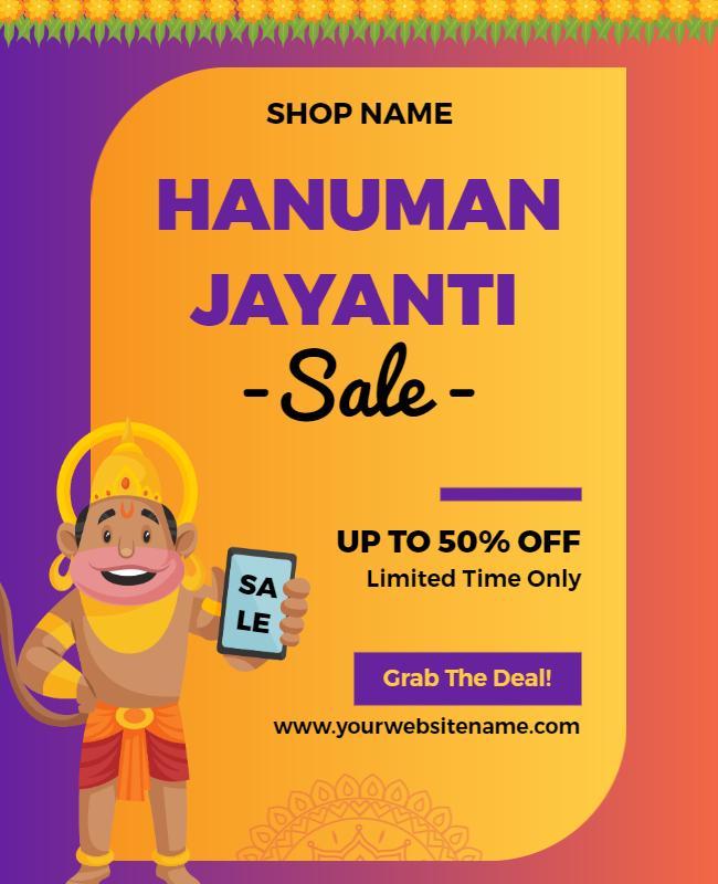 Hanuman Jayanti Festival Sale Flyer Template