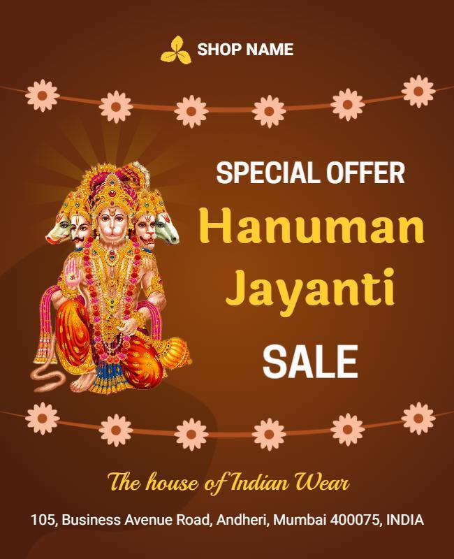 Hanuman Jayanti Special Offer Sale Flyer Template