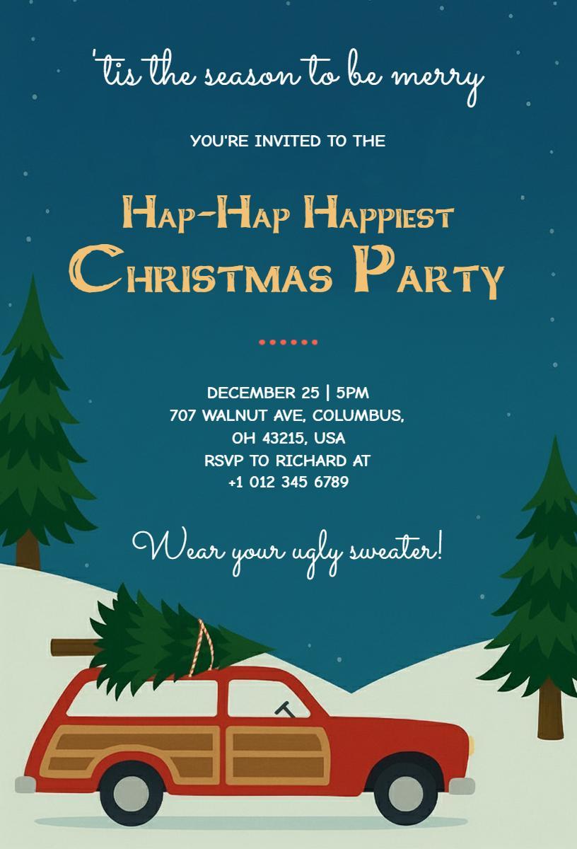 Hap-Hap Happiest Christmas Party Celebration Invitation Template