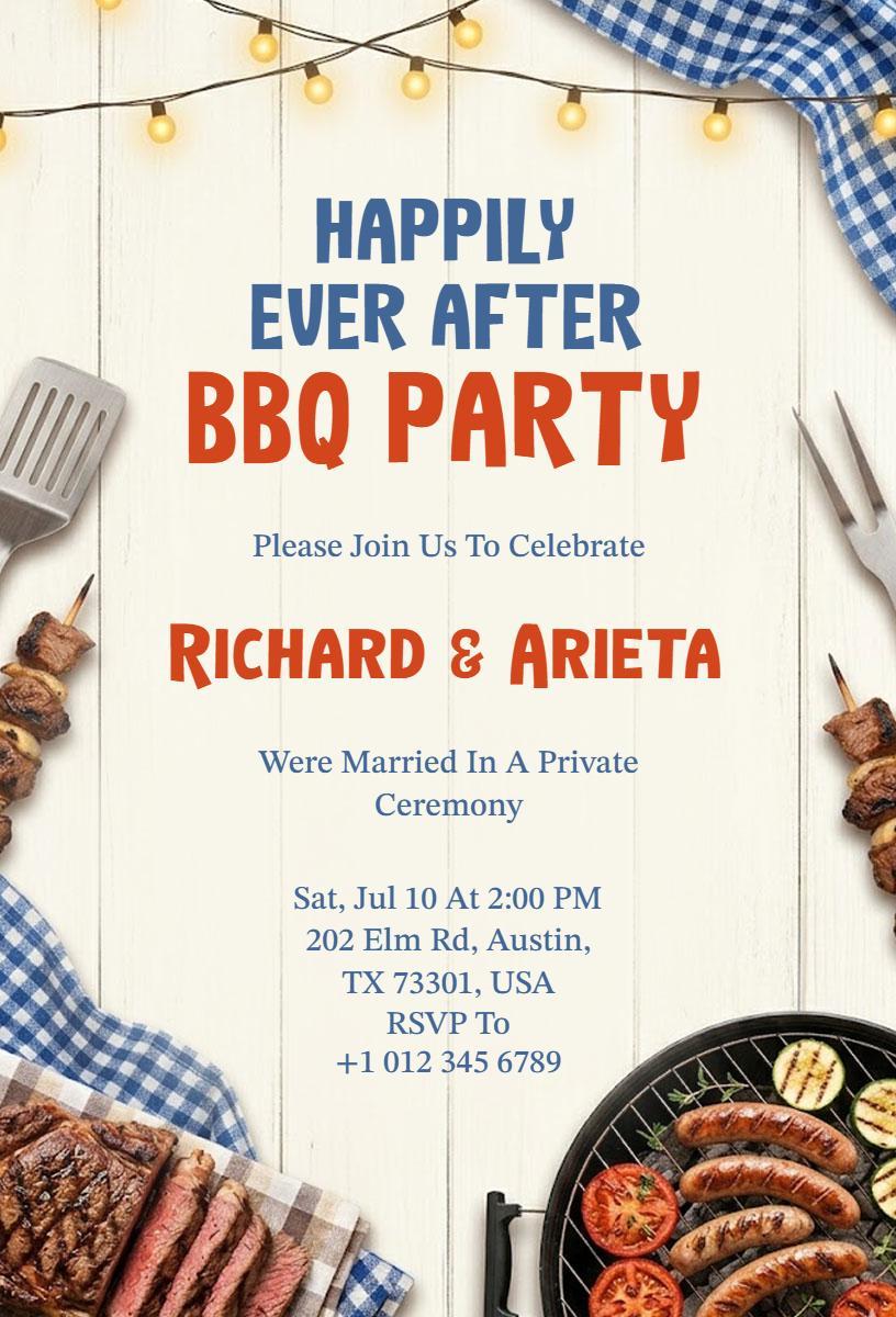 Happily Ever After Themed BBQ Party Celebration Invitation Template