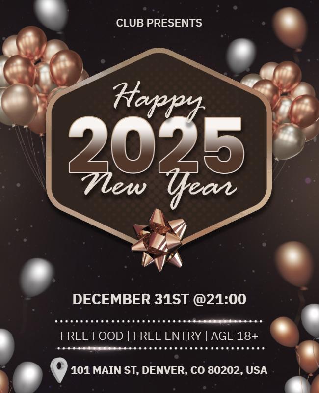 Happy 2025 New Year Celebration Event Flyer Template