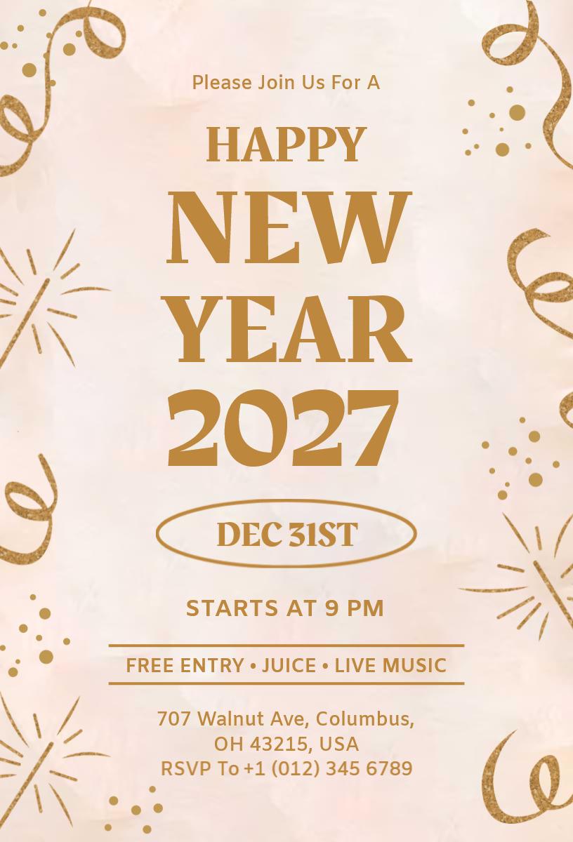 Happy 2027 New Year Invitation Template