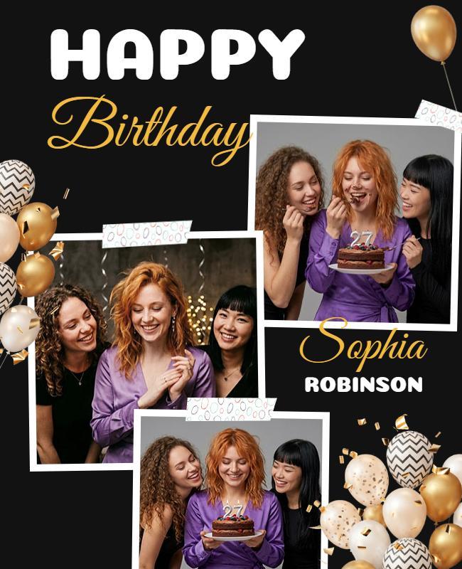 Happy Birthday Celebration Photo Collage Poster Template