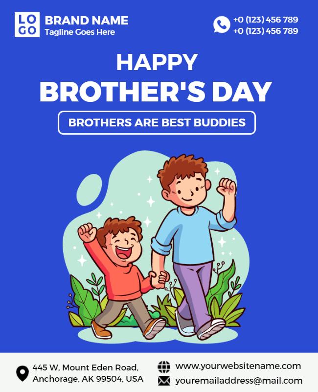 Playful Blue Brother's Day Celebration Flyer Template