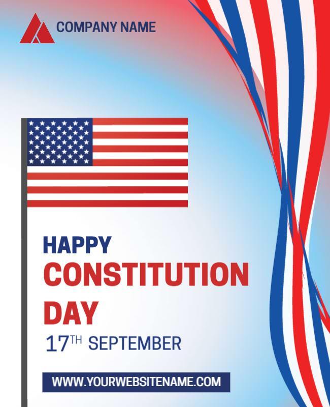 Vibrant Red and Blue American Flag Constitution Day Flyer Template